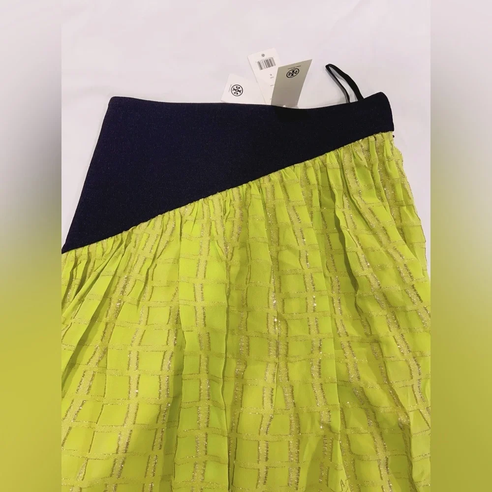 NWT $1998 Tory Burch colorblock chiffon maxi skirt